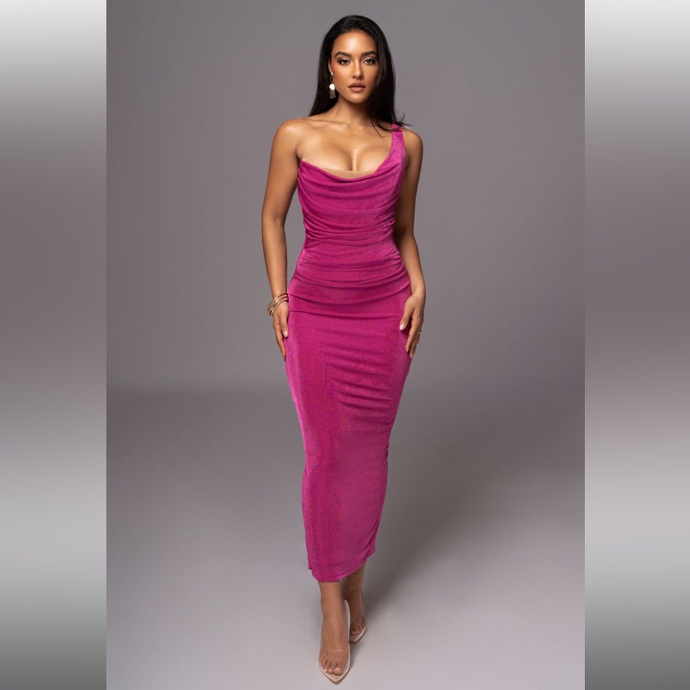 Jlux label Berry Slinky Krishna One Shoulder Maxi Dress